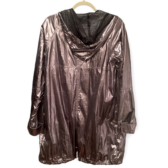 ZARA Raincoat- xs, metallic silver, net lining, pockets, adjustable - Picture 2 of 5